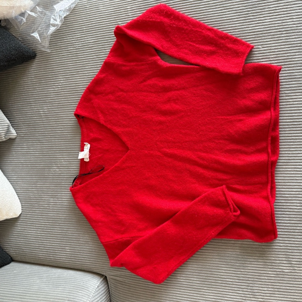 Women's Red V-Neck Sweater